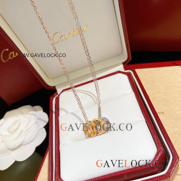 Cartier Double Chain Necklace Love Pendant S925